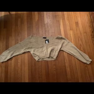 Off shoulder cropped sweater